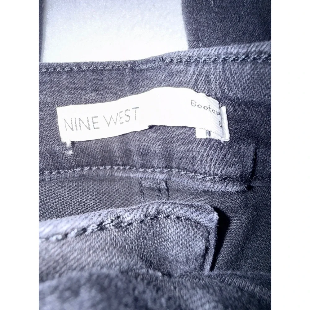 Nine West Bootcut Jeans Women's Size 8‎ Black High Rise Side Slit Denim
